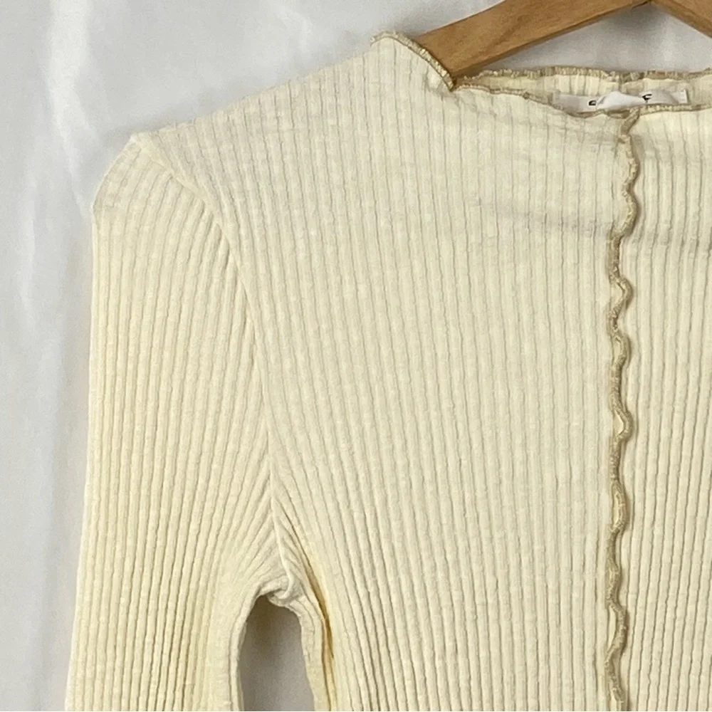 O’Neill Cream Ribbed Y2K Long Sleeve Cropped Top Size Small - Picture 4 of 16